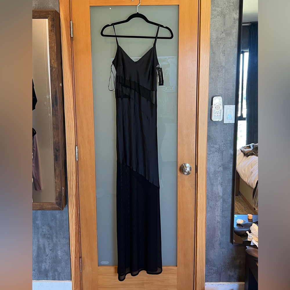 NWT French connection, black maxi dress satin